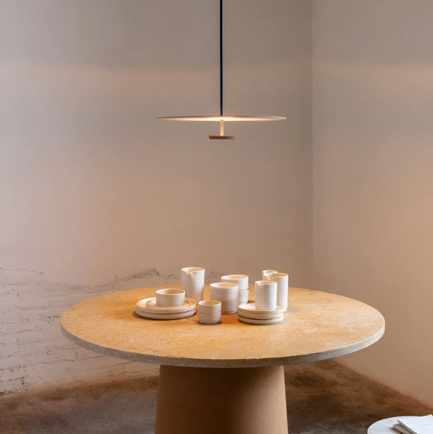 Nordic minimalist round LED pendant light in black by BROKLEN – view 3