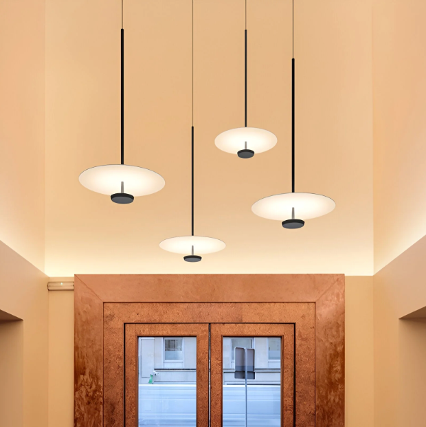 Nordic minimalist round LED pendant light in black by BROKLEN – view 6