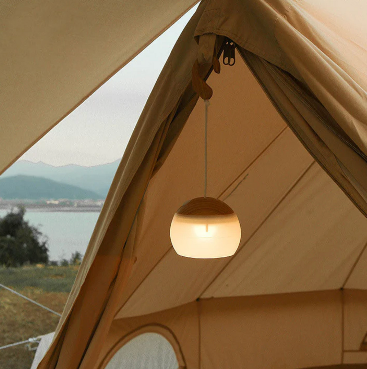 Portable rechargeable LED camping lantern with hanging hook by BROKLEN