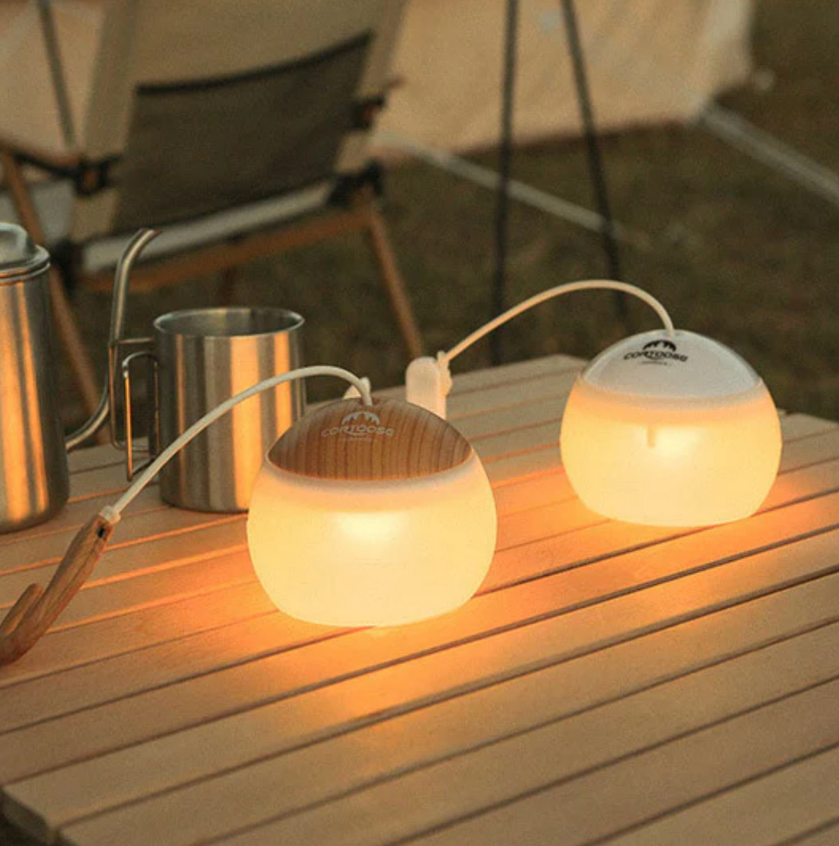 Portable rechargeable LED camping lantern with hanging hook by BROKLEN – view 4