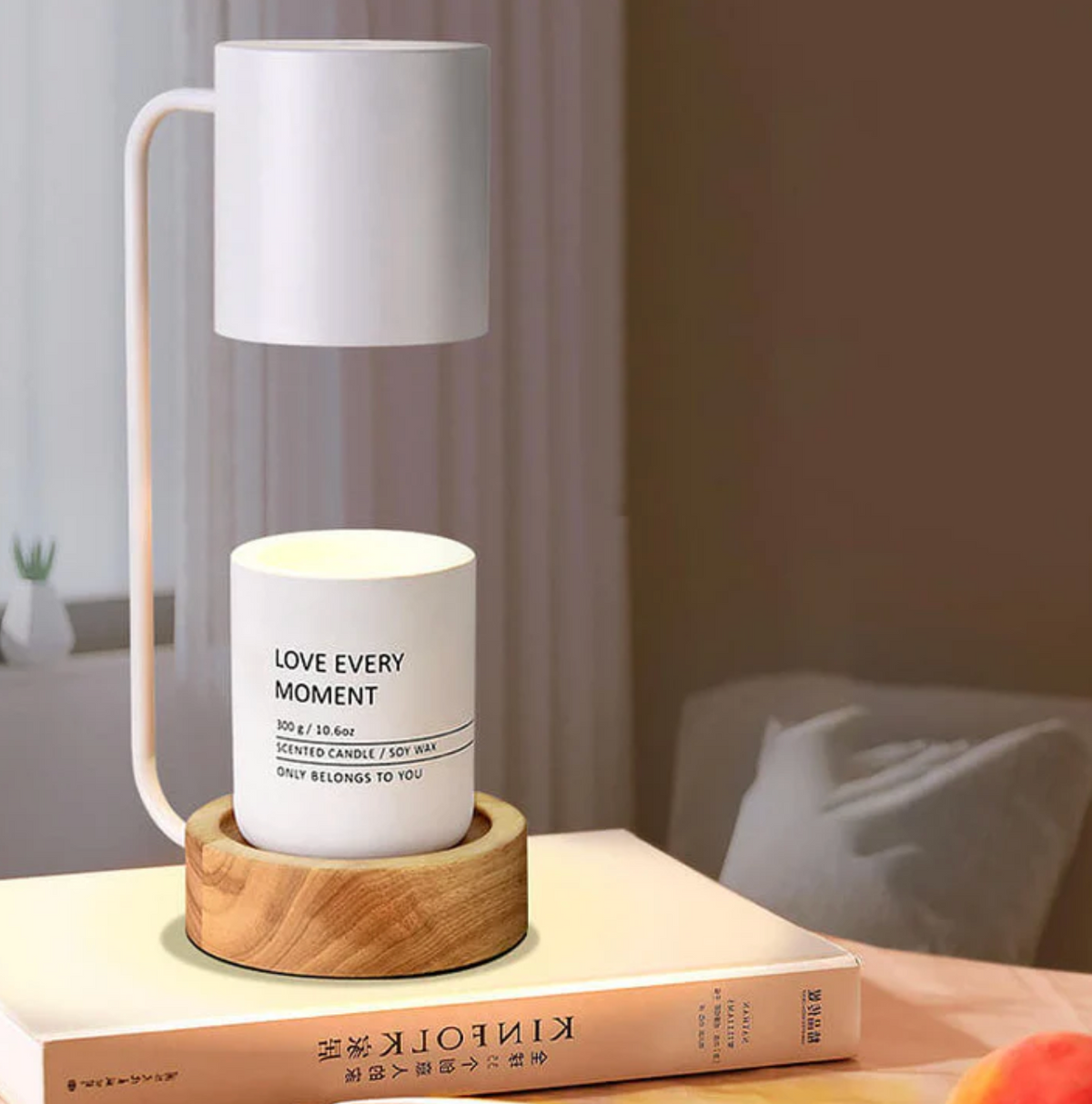 Candle warmer lamp with wooden base and metal shade by BROKLEN – view 15
