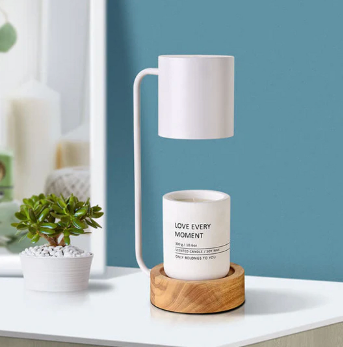 Candle warmer lamp with wooden base and metal shade by BROKLEN – view 14