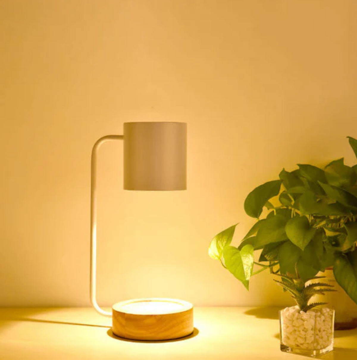 Candle warmer lamp with wooden base and metal shade by BROKLEN – view 16