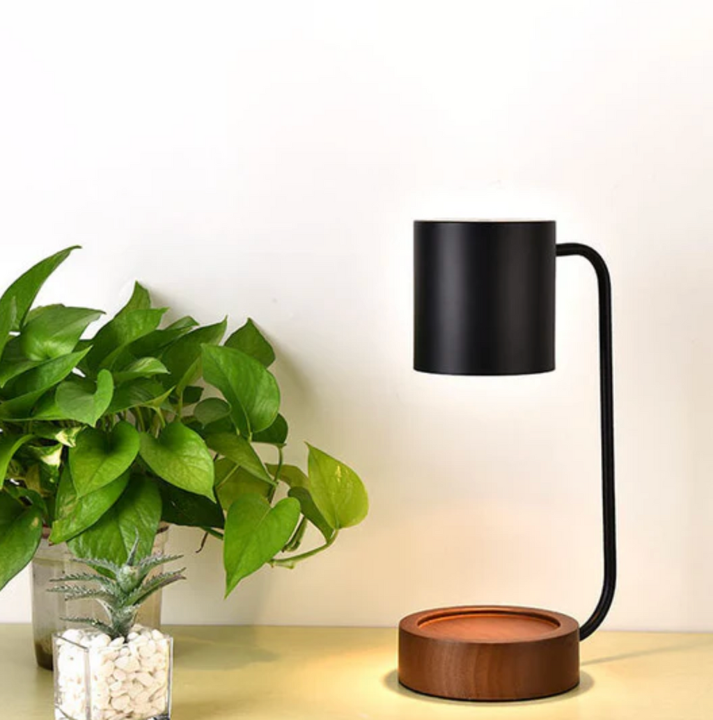 Candle warmer lamp with wooden base and metal shade by BROKLEN – view 11