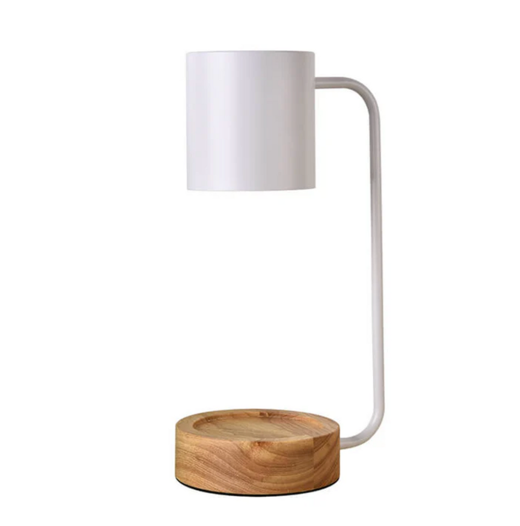 Candle warmer lamp with wooden base and metal shade by BROKLEN – view 9