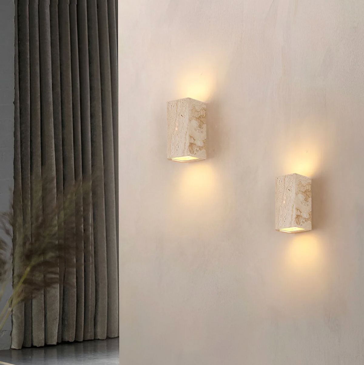 Natural travertine stone up down wall light by BROKLEN – view 4