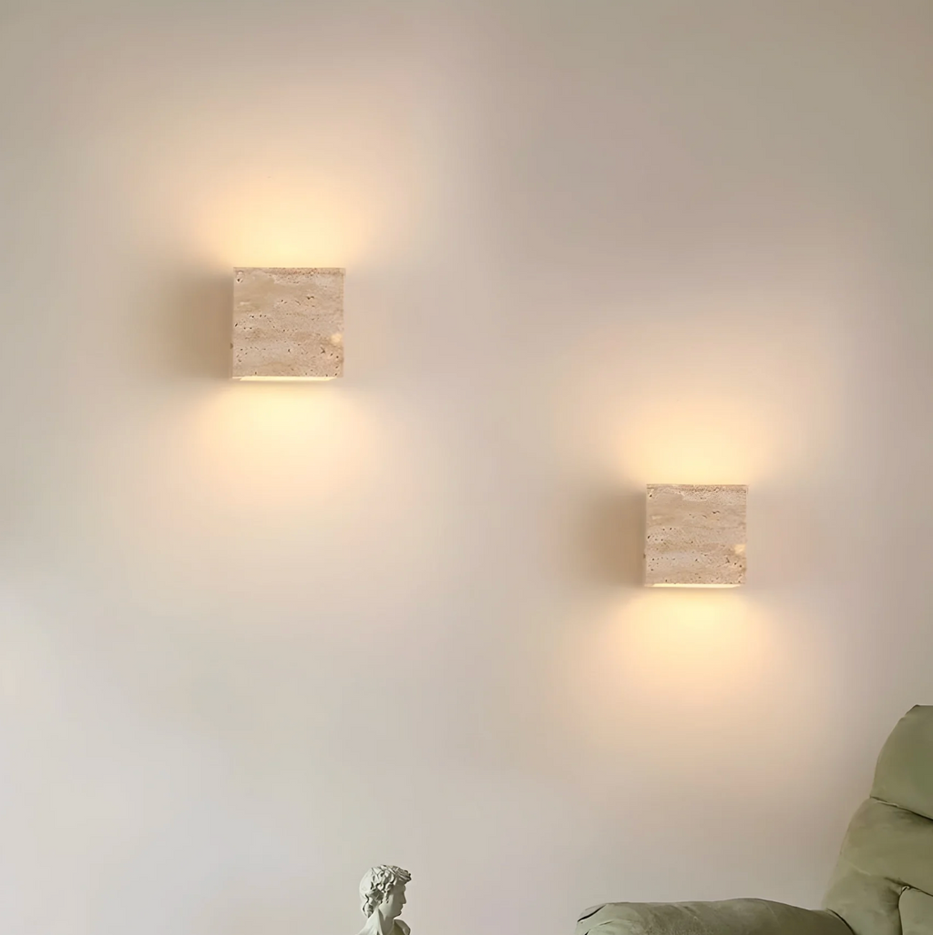 Natural travertine stone up down wall light by BROKLEN – view 2