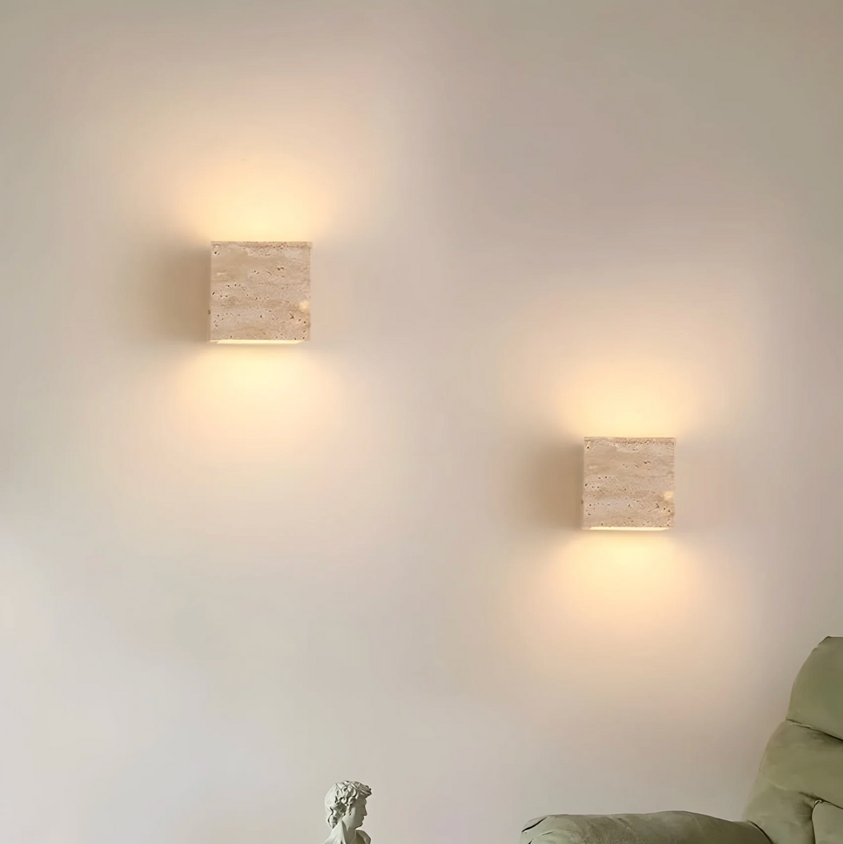 Natural travertine stone up down wall light by BROKLEN – view 2