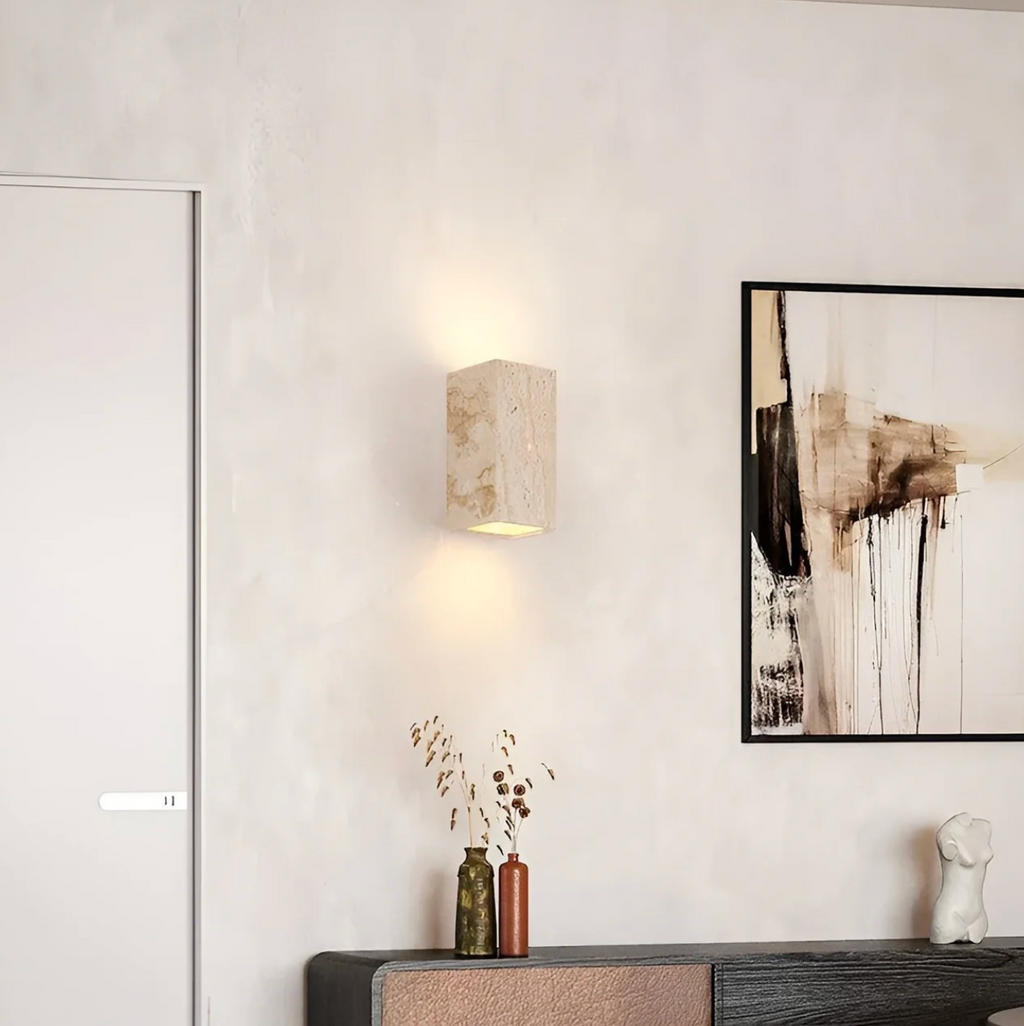 Natural travertine stone up down wall light by BROKLEN – view 3