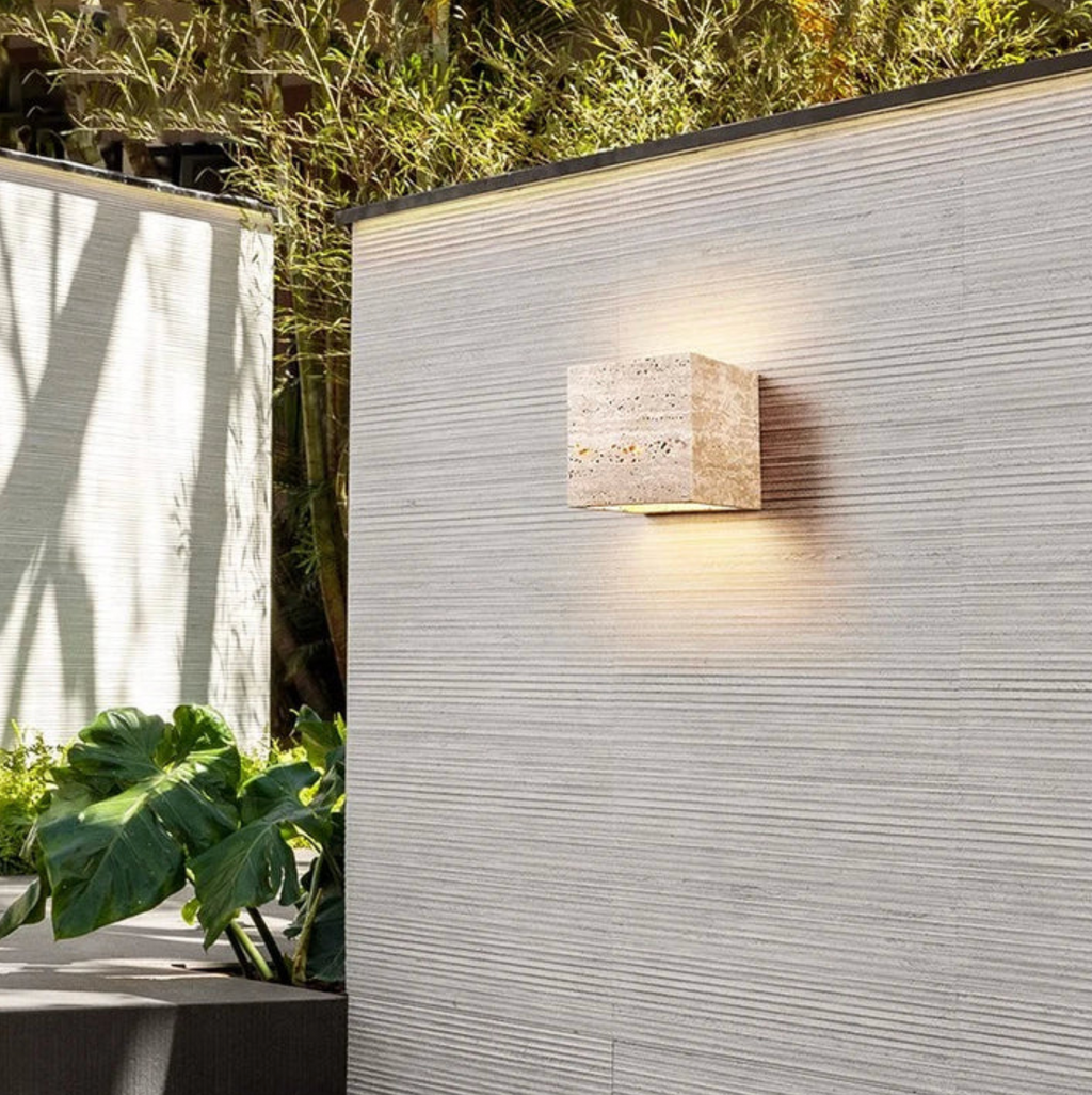 Natural travertine stone up down wall light by BROKLEN – view 6