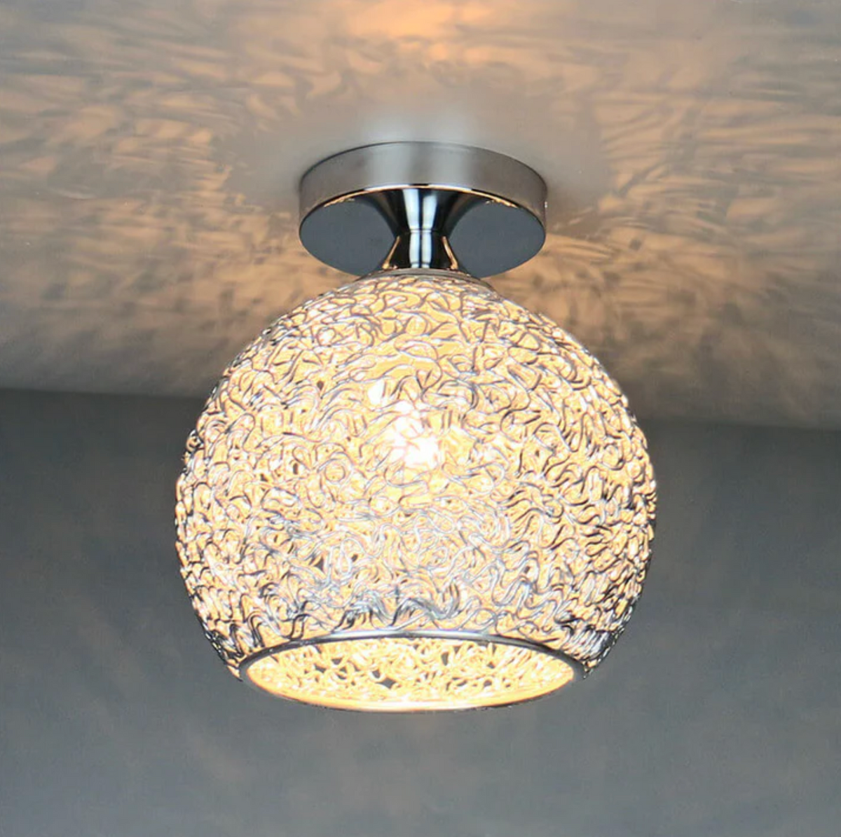 Woven metal globe flush mount ceiling light by BROKLEN – view 2
