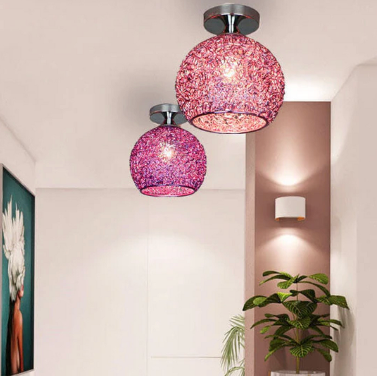 Woven metal globe flush mount ceiling light by BROKLEN – view 16
