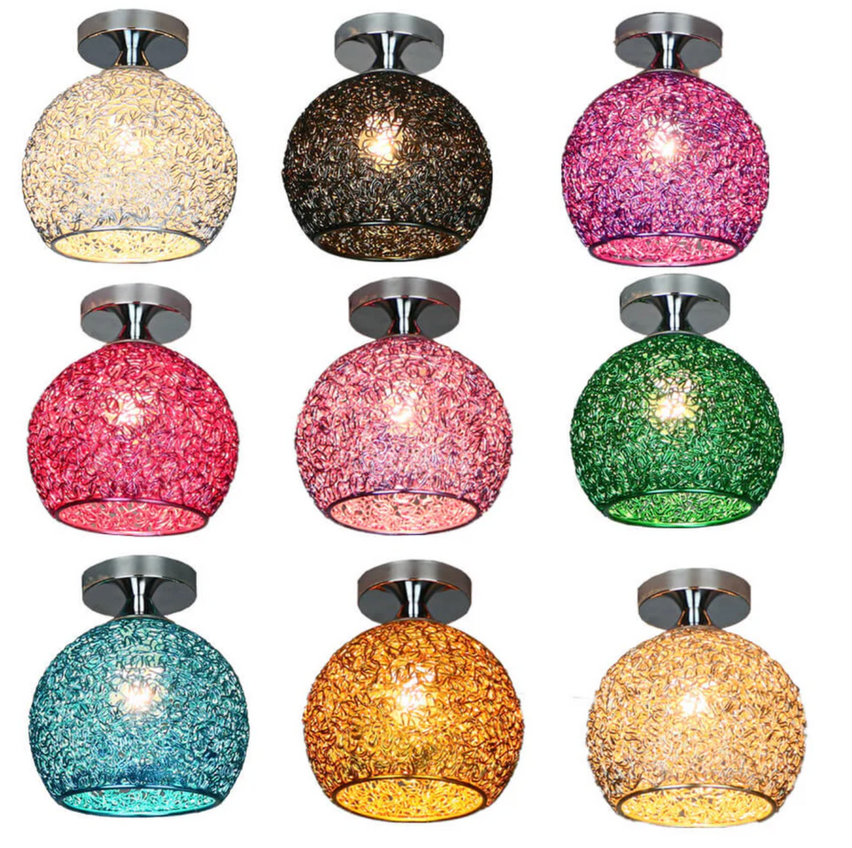 Woven metal globe flush mount ceiling light by BROKLEN – view 12
