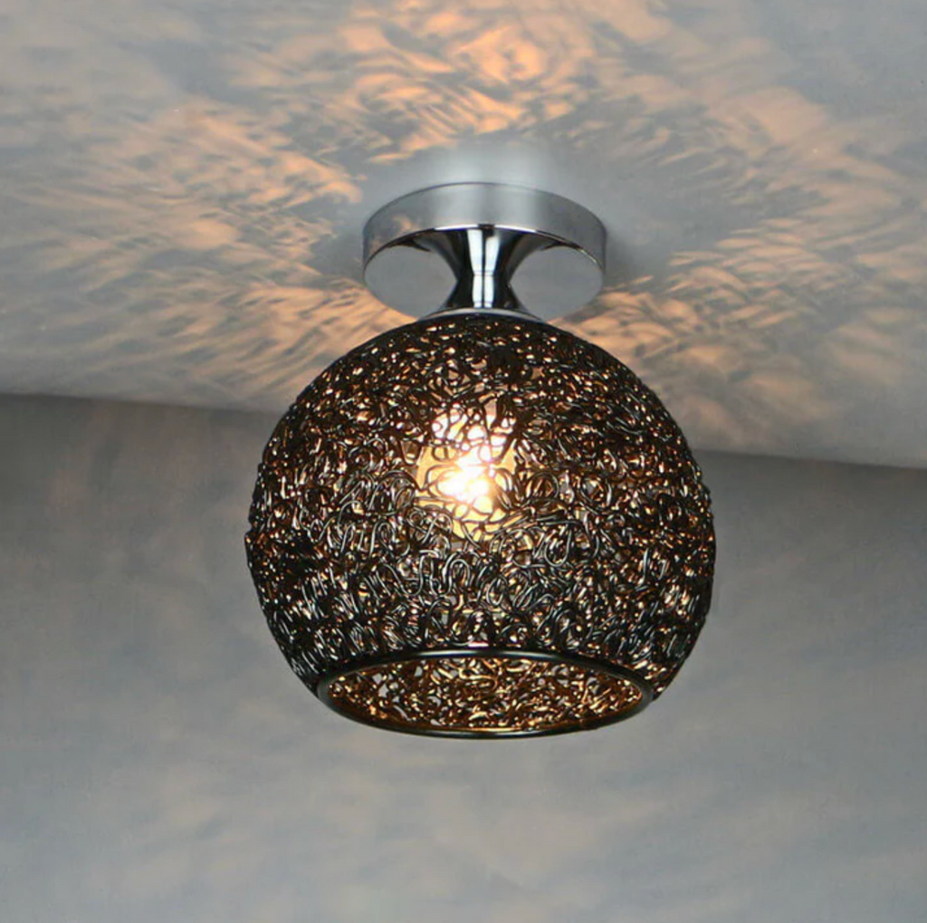 Woven metal globe flush mount ceiling light by BROKLEN – view 11