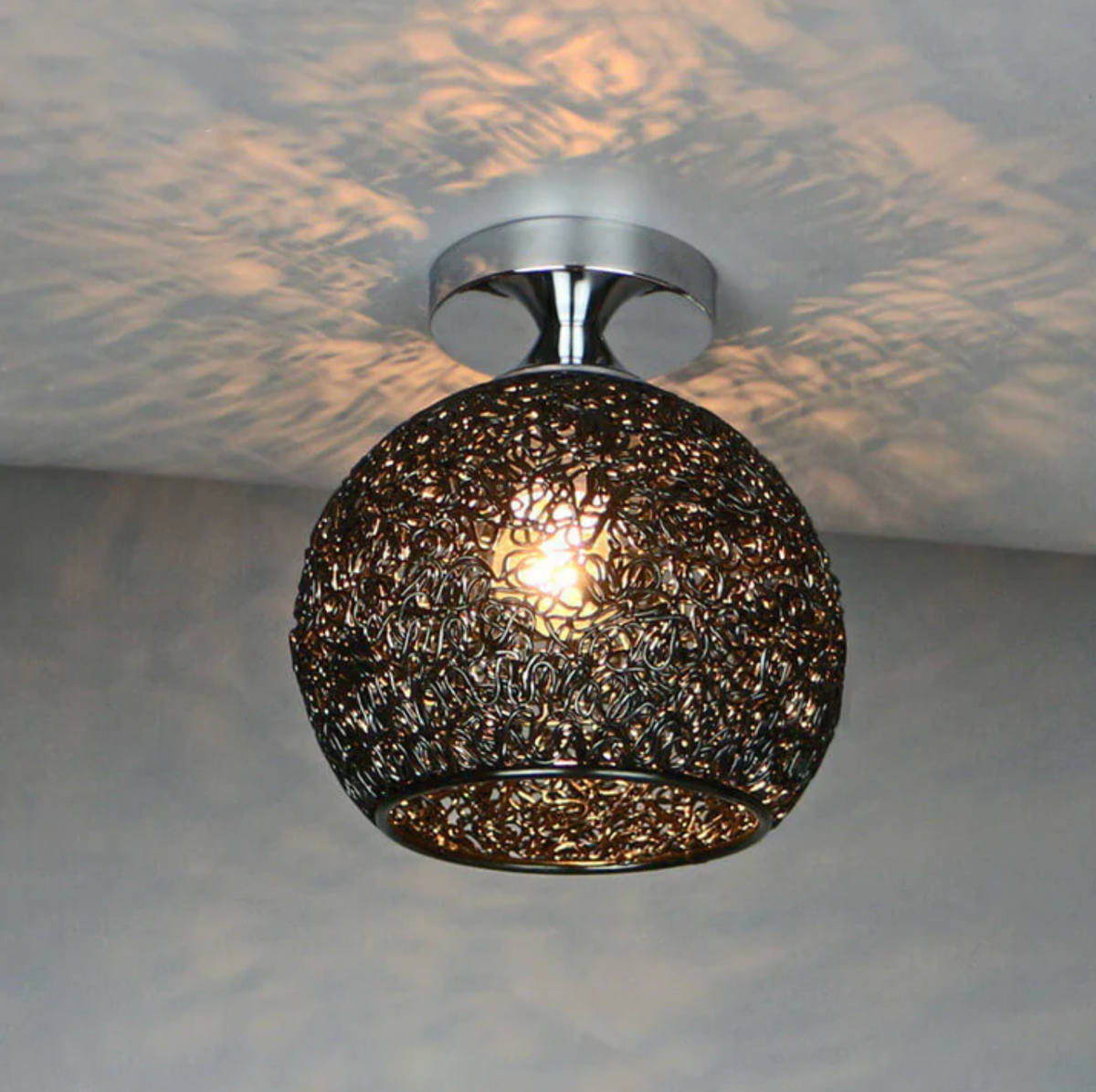 Woven metal globe flush mount ceiling light by BROKLEN – view 11