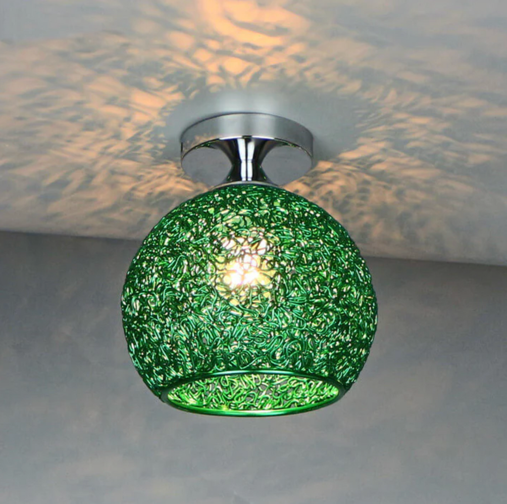 Woven metal globe flush mount ceiling light by BROKLEN – view 9