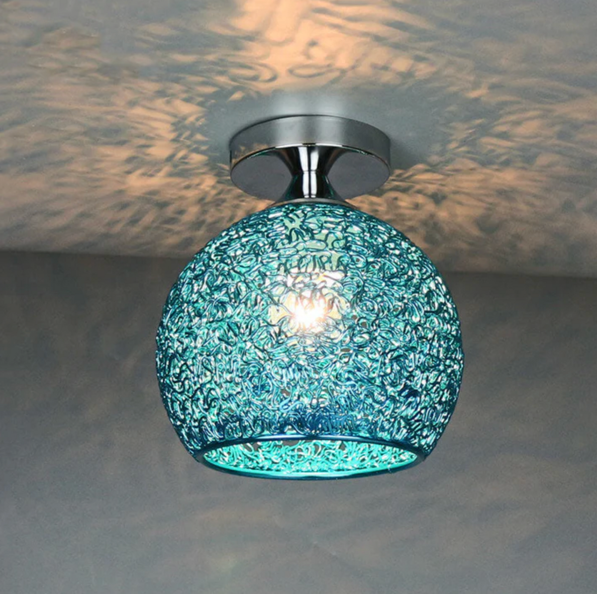 Woven metal globe flush mount ceiling light by BROKLEN – view 8
