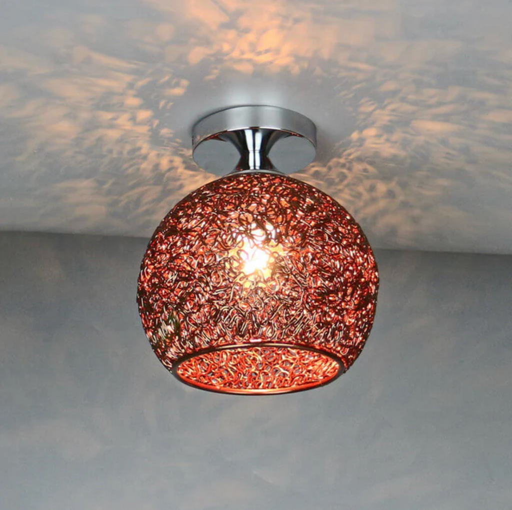 Woven metal globe flush mount ceiling light by BROKLEN – view 6