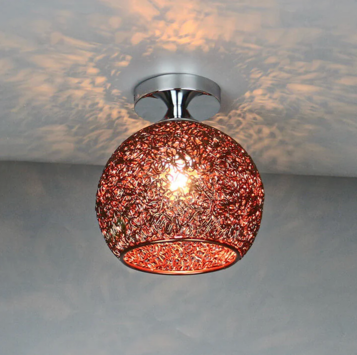 Woven metal globe flush mount ceiling light by BROKLEN – view 6