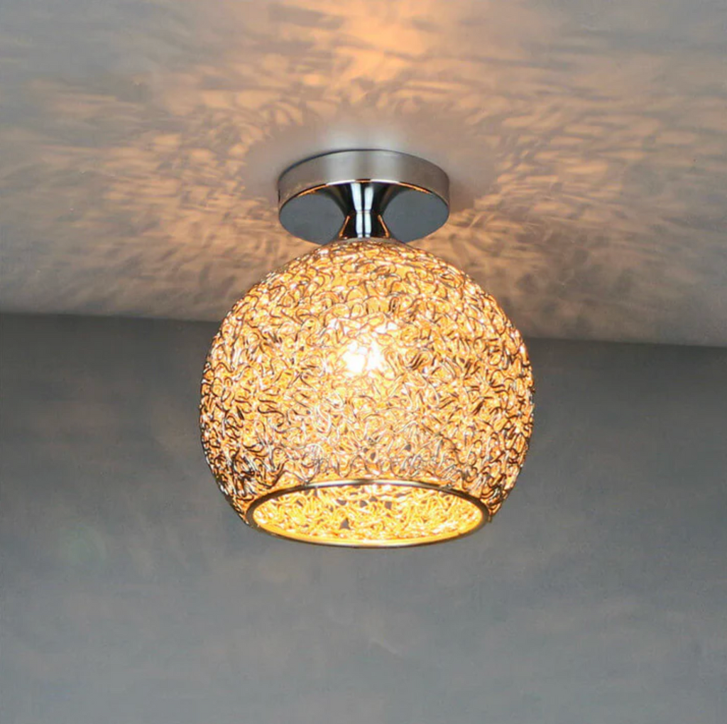 Woven metal globe flush mount ceiling light by BROKLEN – view 3
