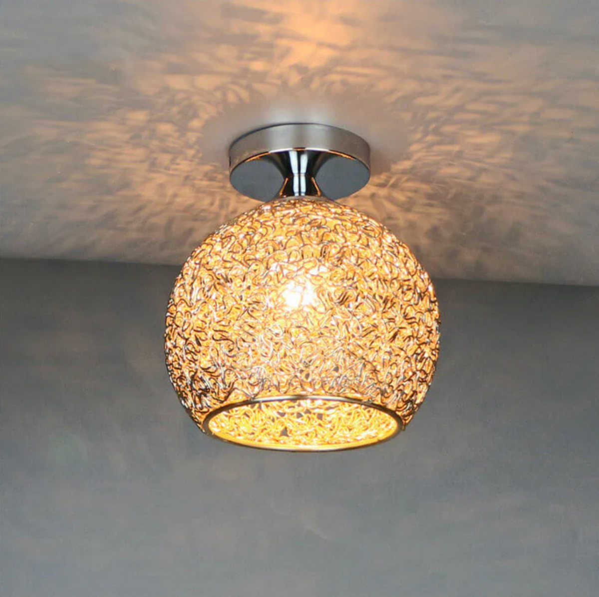 Woven metal globe flush mount ceiling light by BROKLEN – view 3