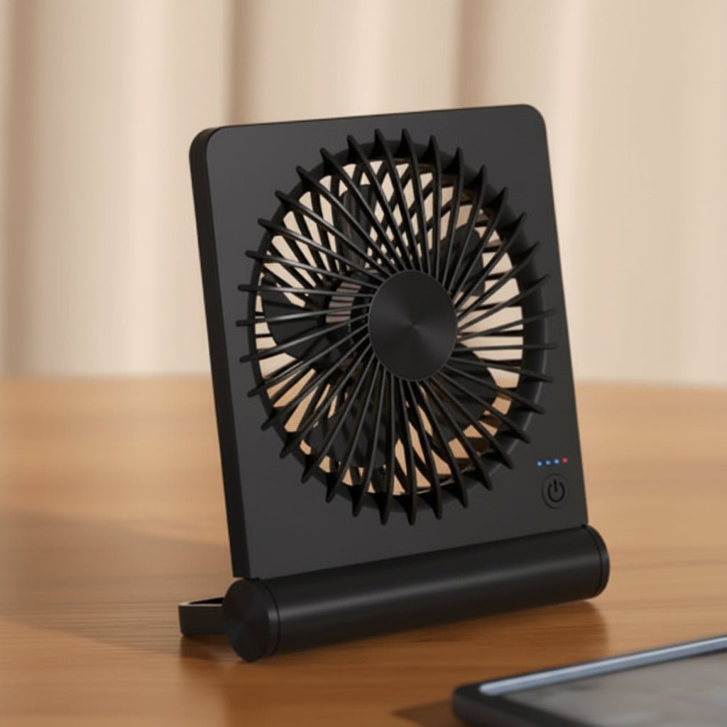 Compact slim USB desk fan with adjustable airflow by BROKLEN