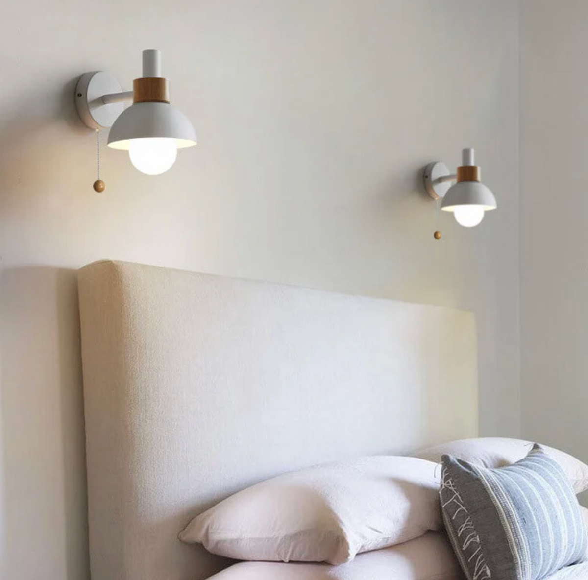 Pull chain wall light with wooden accent and rounded shade by BROKLEN – view 13
