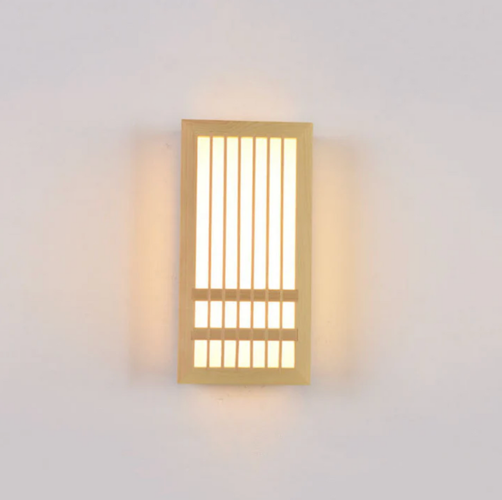 Japandi wooden slatted LED wall light by BROKLEN – view 8