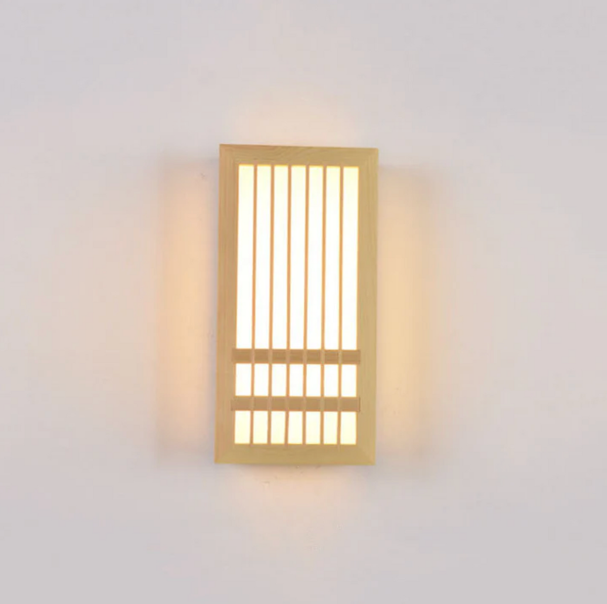 Japandi wooden slatted LED wall light by BROKLEN – view 8