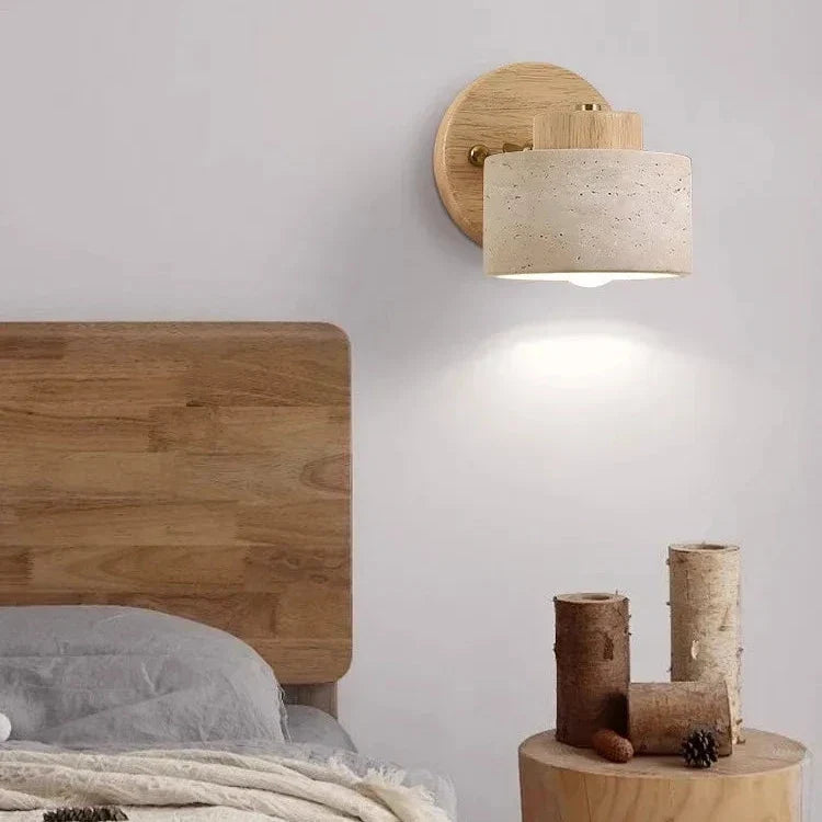 Minimalist adjustable travertine wall light – bedside reading lamp by BROKLEN – view 6