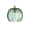 Blown glass leaf pattern pendant light in green and gold – ribbed glass ceiling light by BROKLEN