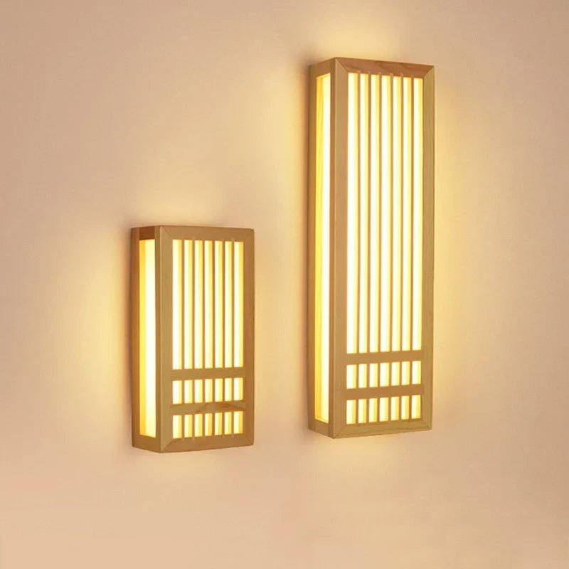 Japandi wooden slatted LED wall light by BROKLEN