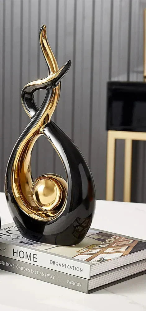 Abstract open form ceramic sculpture with gold centre by BROKLEN – view 13