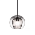 Ribbed glass globe pendant light in smoke grey, clear and cognac by BROKLEN – view 13