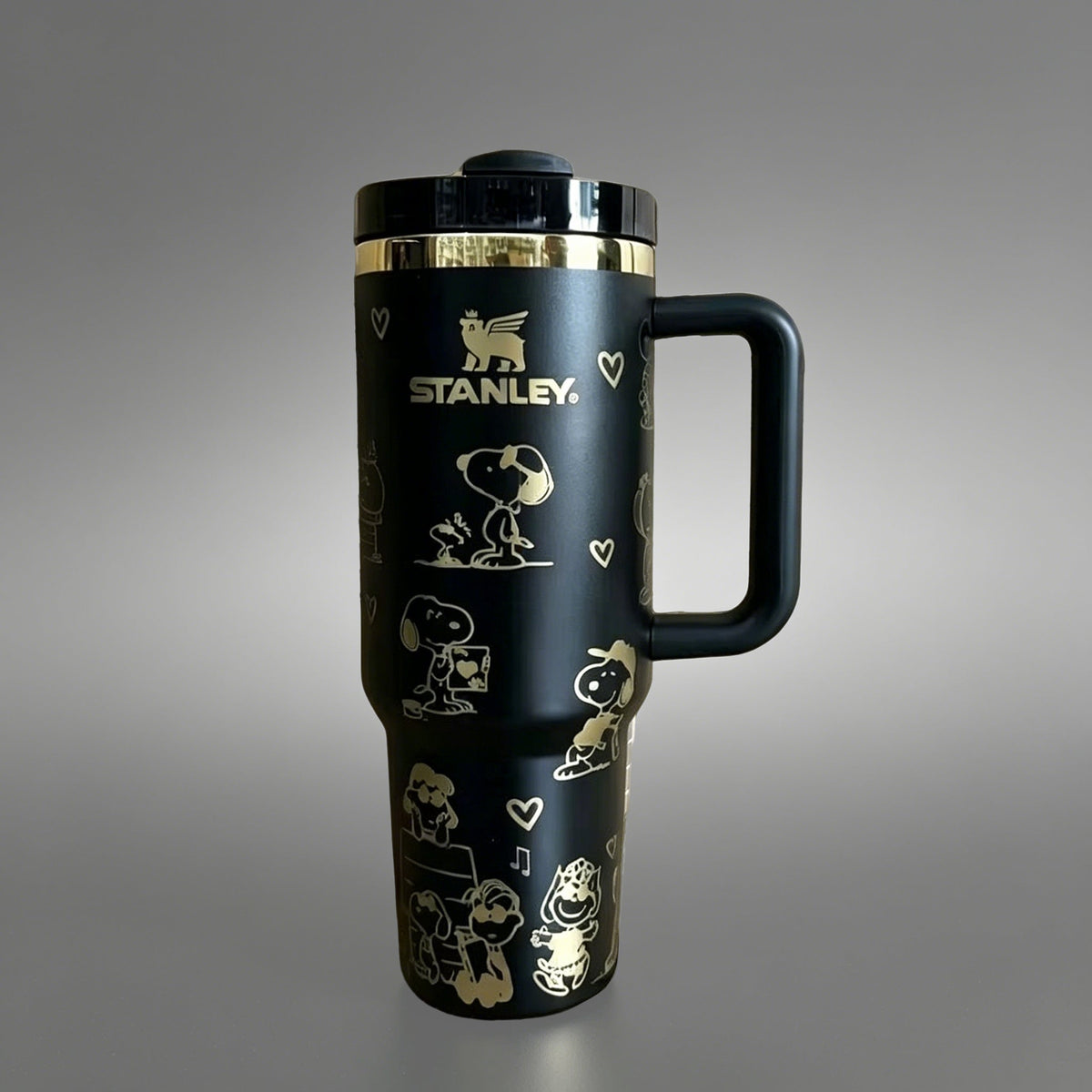 Snoopy 40oz White Tumbler with Handle and Straw