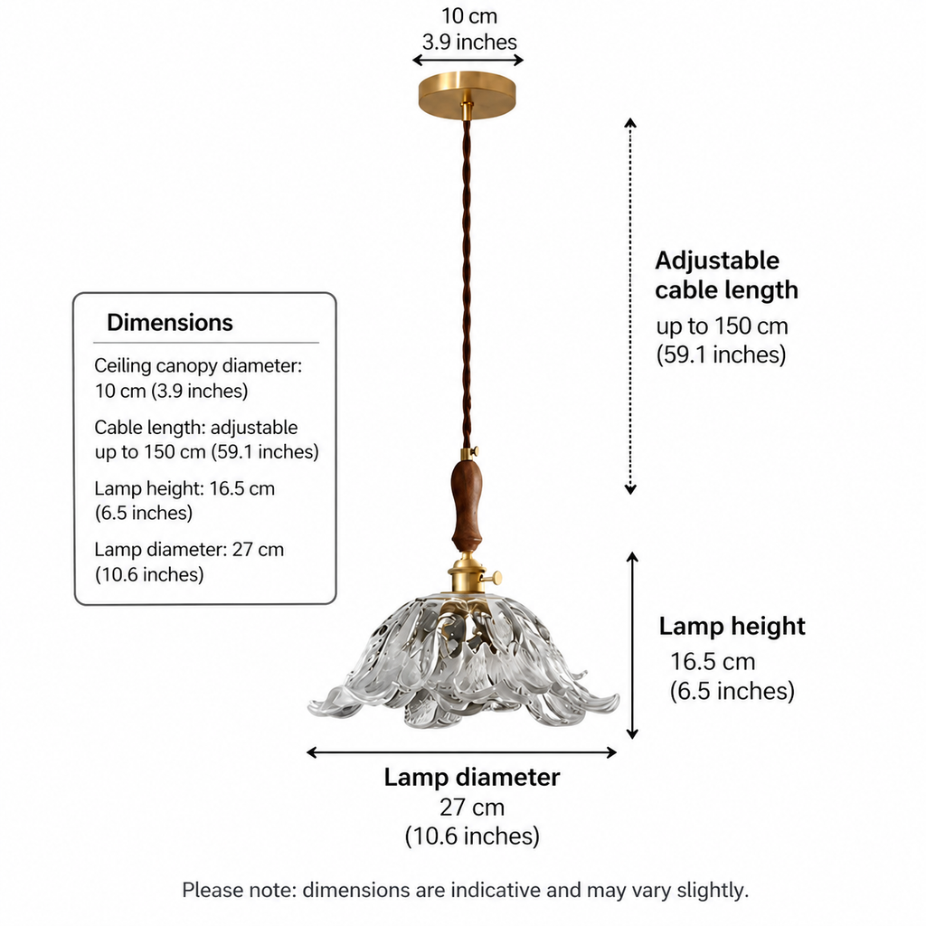 Retro French glass pendant light with wood and brass details by BROKLEN – view 8