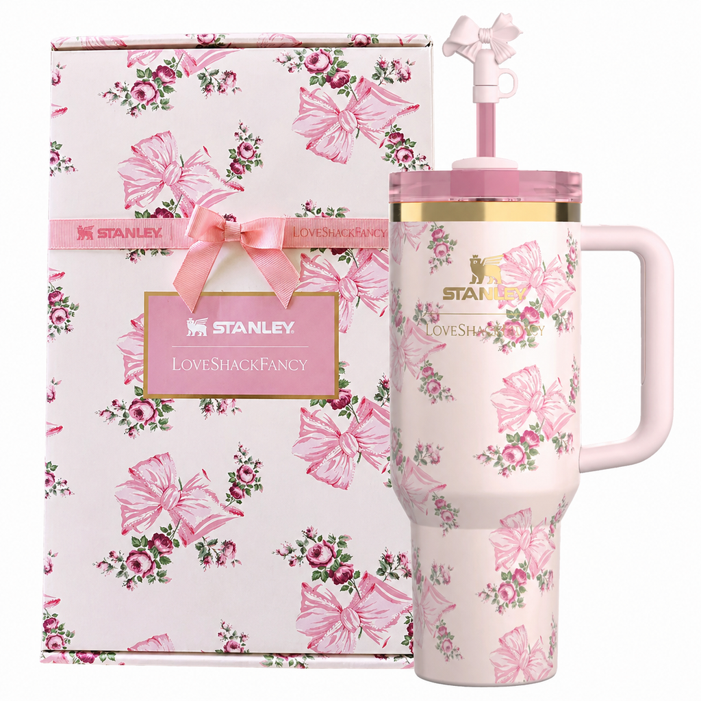 Stanley x LoveShackFancy Rosa Beaux Pink 40oz Quencher Tumbler Gift Set