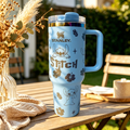 Tropical Stitch Tumbler - island floral character tumbler, front view