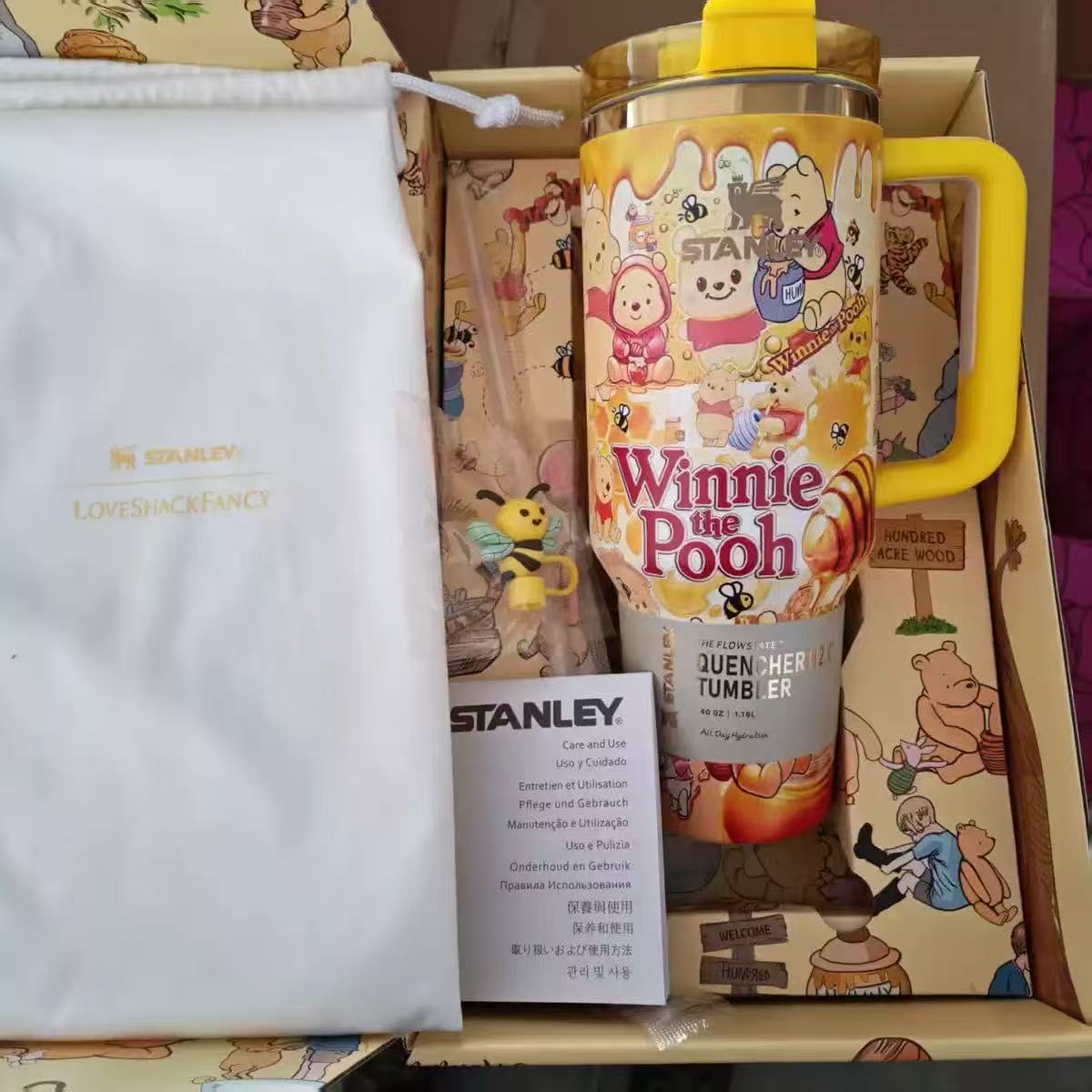 Honey Dream Cozy Tumbler - yellow honey-themed bear tumbler