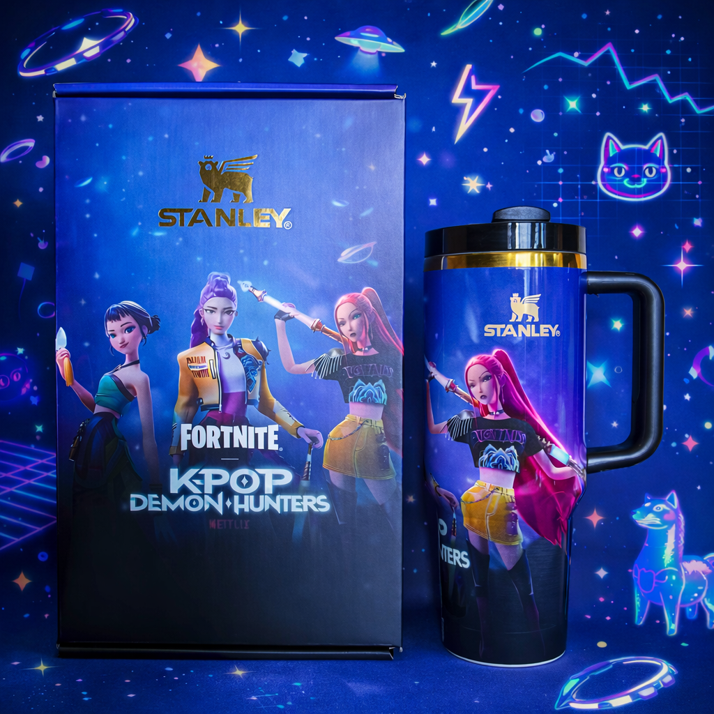 Neon Hunter Gaming Tumbler - neon blue and purple space gaming tumbler