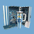 Legend No.10 Champion Tumbler Set - sky blue and white striped football tumbler