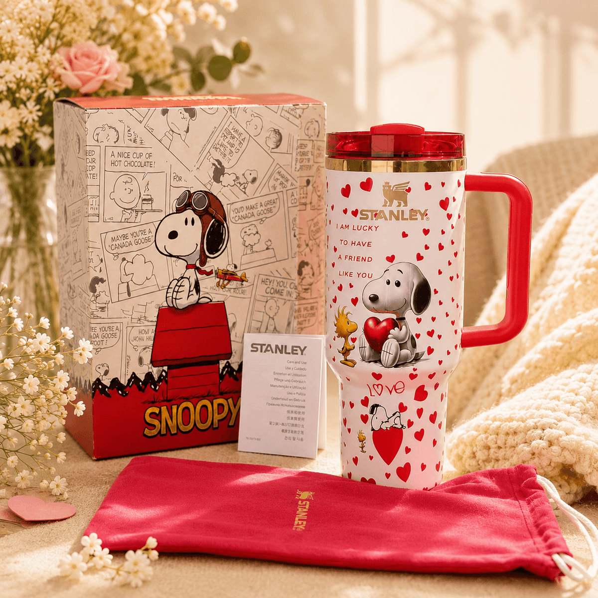 Snoopy Love Hearts Tumbler - hearts tumbler, view 3