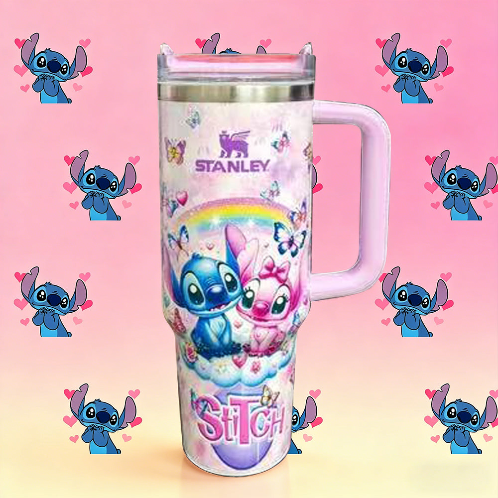 Rainbow Stitch Love Tumbler - purple character tumbler with hearts