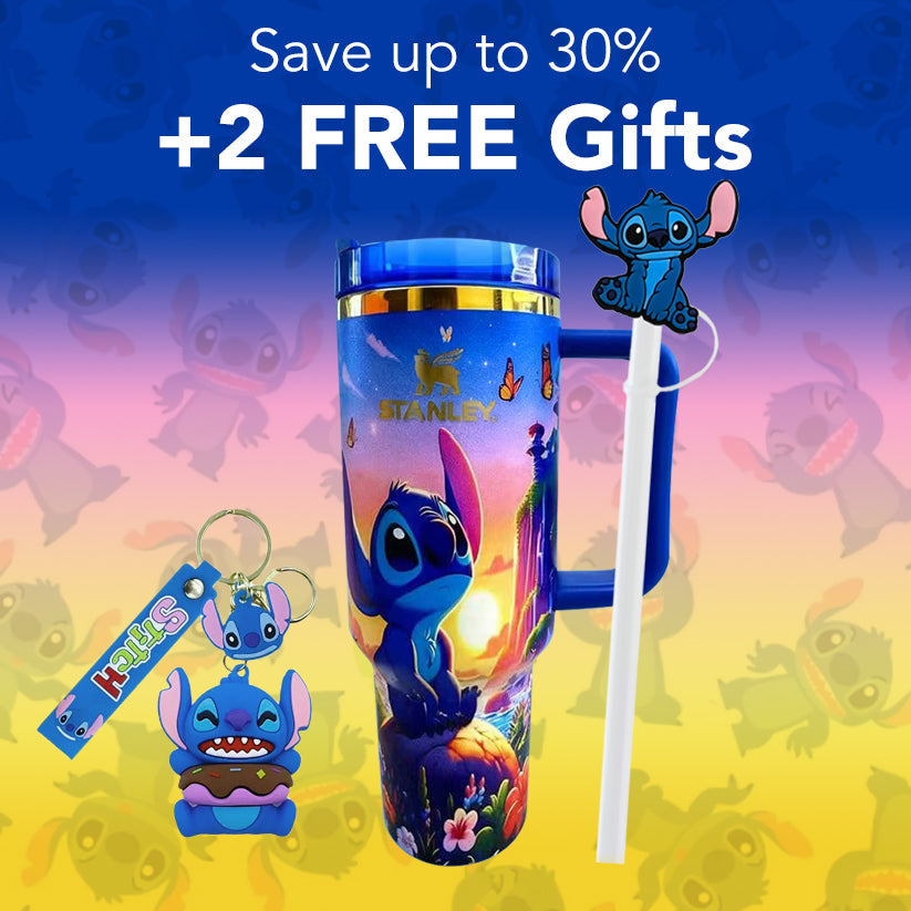 Stitch Tumbler Gift Set - blue tropical sunset character tumbler