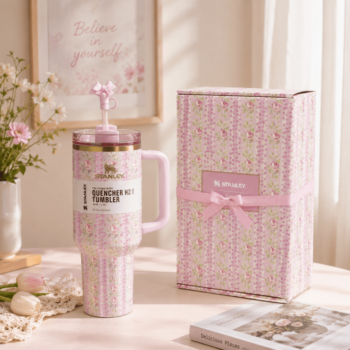 Stanley x LoveShackFancy Blush Lilac Floral Tumbler