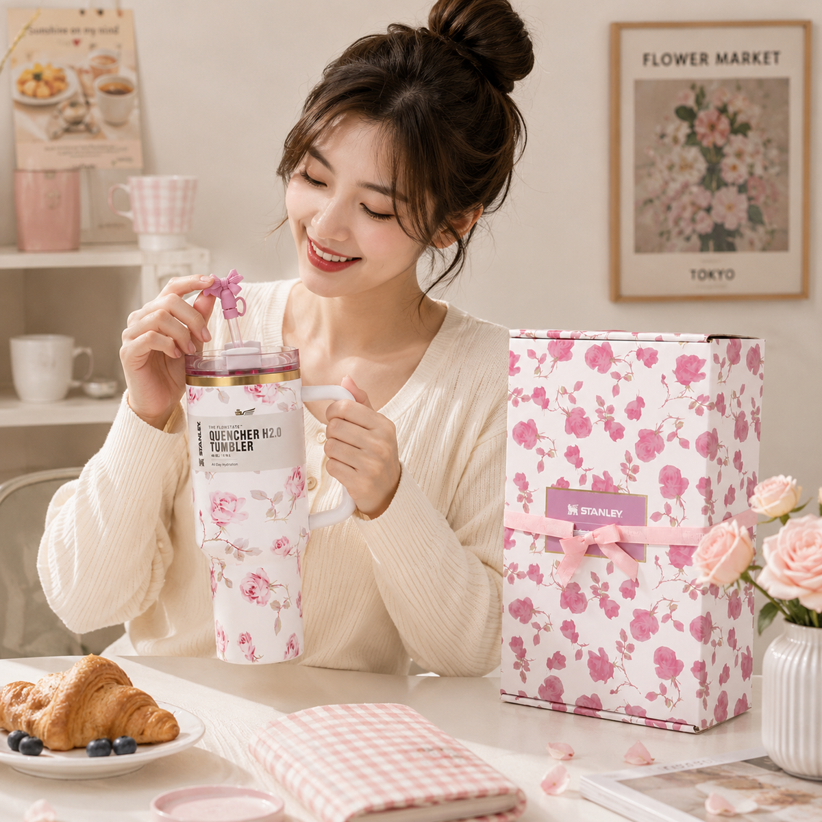 Stanley x LoveShackFancy Pink Rose Garden Tumbler