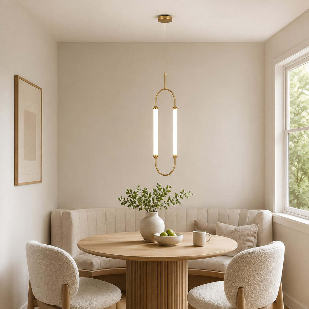 Brushed gold oval minimalist LED chandelier by BROKLEN – view 13