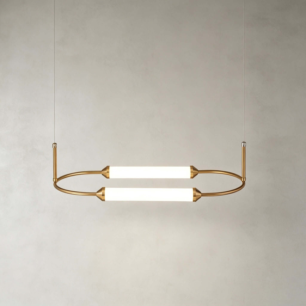 Brushed gold oval minimalist LED chandelier by BROKLEN – view 16