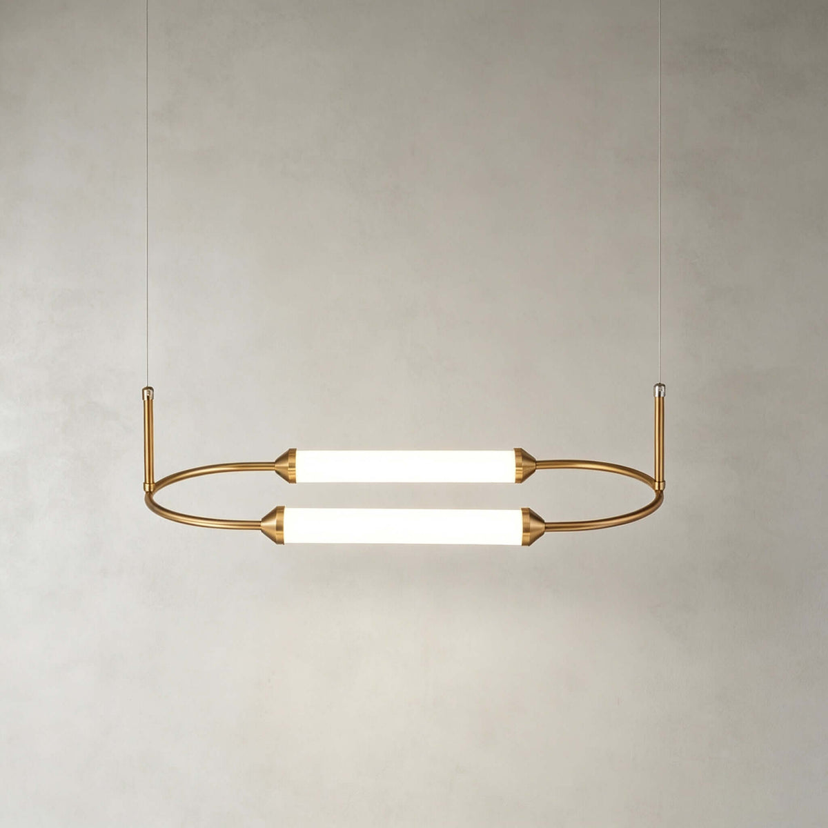 Brushed gold oval minimalist LED chandelier by BROKLEN – view 16