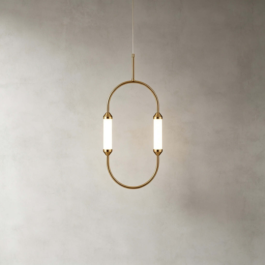 Brushed gold oval minimalist LED chandelier by BROKLEN – view 14